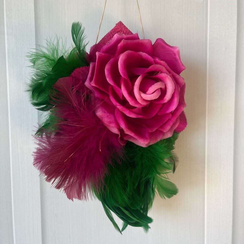Fleur de Paris New Orleans Pink Rose Feather Floral Cocktail Hat Fascinator